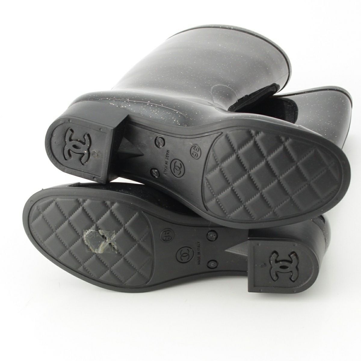 CHANEL シャネル　カメリア　ブーツ　36(22.5) CHANEL シャネル ブーツ ロング カメリア ココマーク付 黒