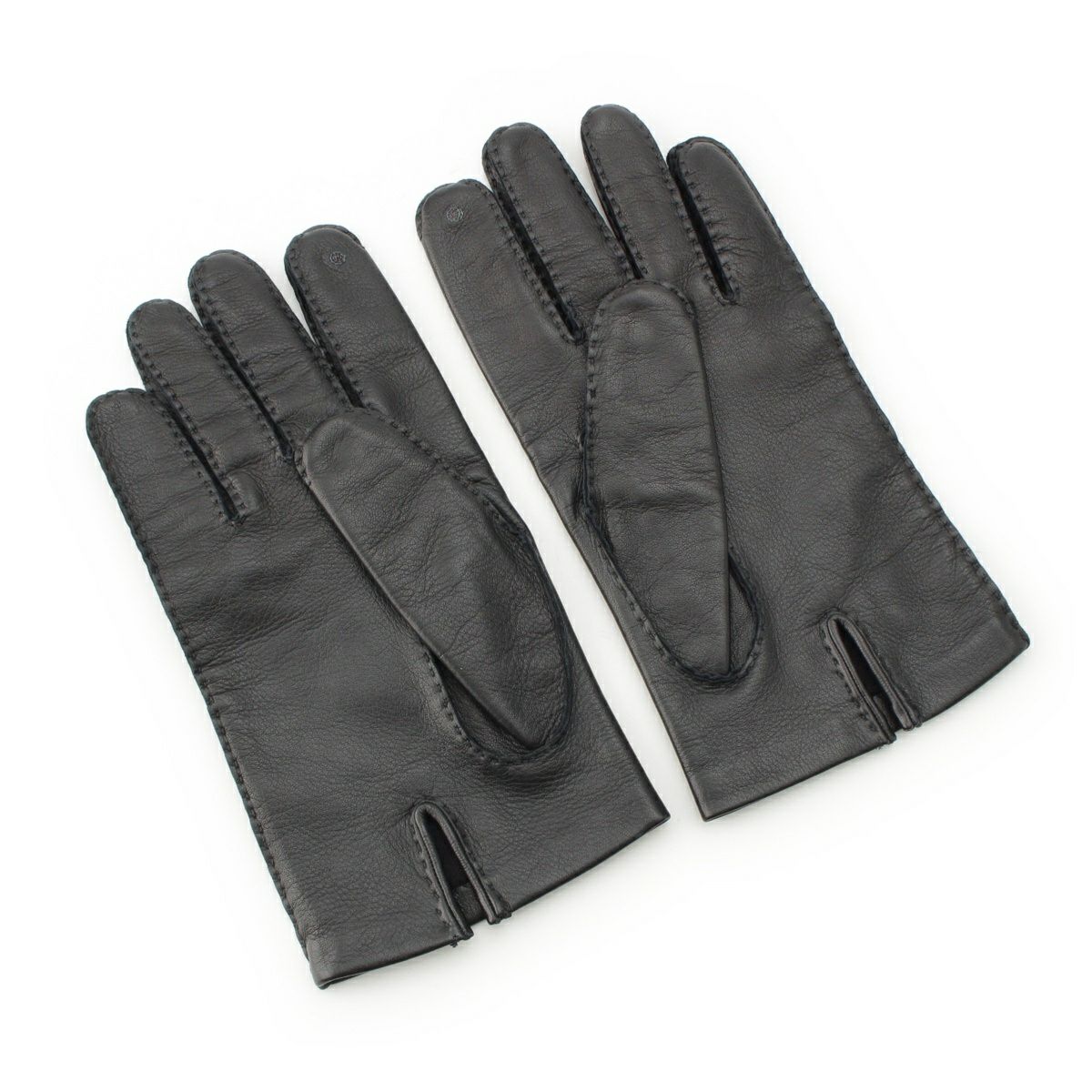 エルメス HERMES✨セリエ レザー グローブ 手袋 6 1/2 ブラック 広尾店  