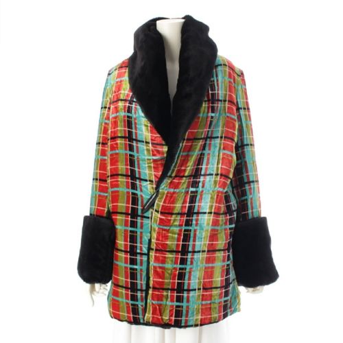 ジャンポールゴルチエ ベロア ファム チェック コート アウター マルチカラー 40