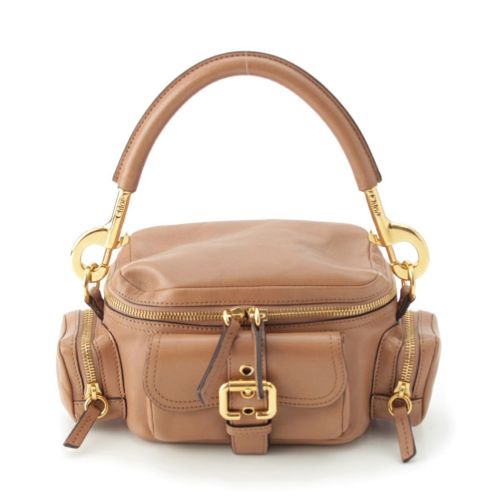 クロエ シャイニーレザー スモール Camera Bag 2way カメラ ハンドバッグ ブラウン