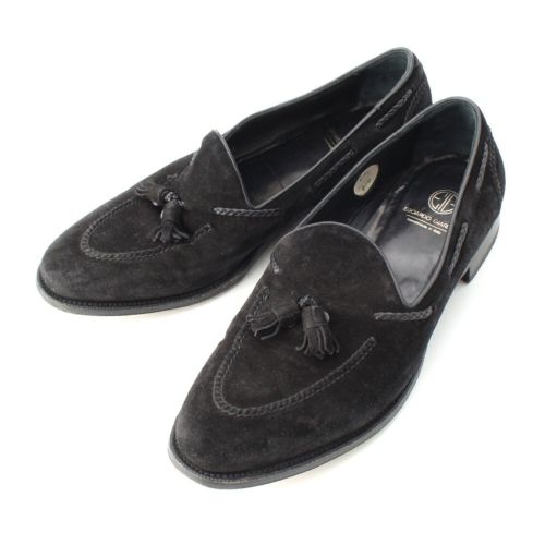 エドアルドジャルディーニ EDOARDO GIARDINI スウェード タッセル ローファー シューズ ブラック 9 1/2