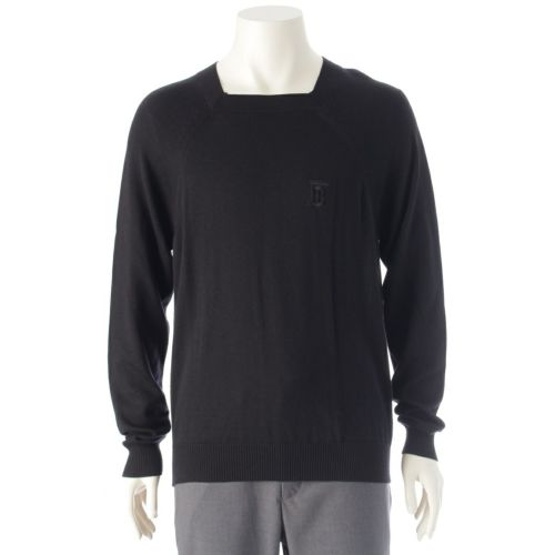 バーバリー ウール TBロゴ ニット スクエアネック 長袖 セーター プルオーバー トップス 8016992 ブラック L