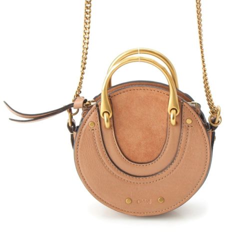 クロエ ピクシー レザー ラウンド ミニ 2way ショルダーバッグ ピンクベージュ