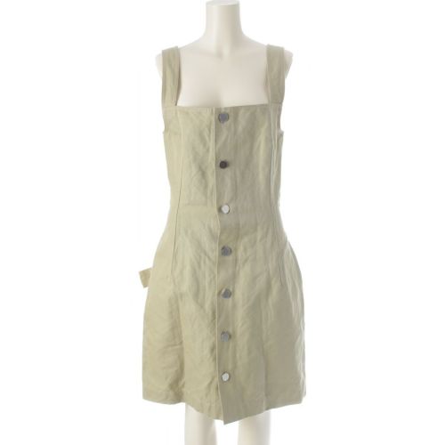 ボッテガヴェネタ コットン ノースリーブ メタルツイル ワンピース ドレス 699348 カーキグリーン 38