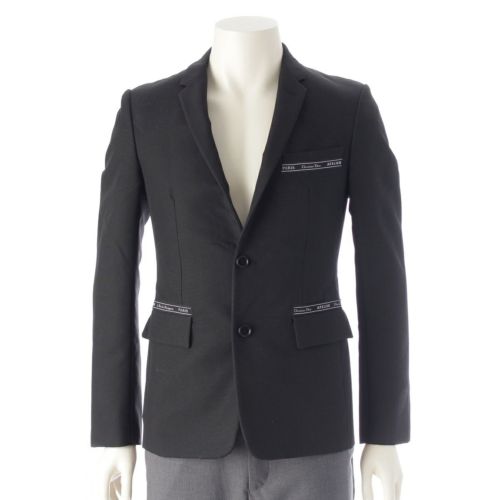 ディオール 18年 ウール モヘア アトリエ テープロゴ テーラードジャケット 833C236X4286 ブラック 42