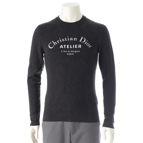 ディオール・オム 18年 シルク混 ウール アトリエロゴ トレーナー スウェット トップス 863M657IT313 ブラック S