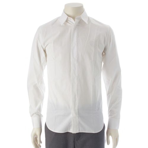 ディオール・オム 22年 コットン ハート ロゴパッチ ロングスリーブ 長袖シャツ トップス 213C533C1581 ホワイト 37