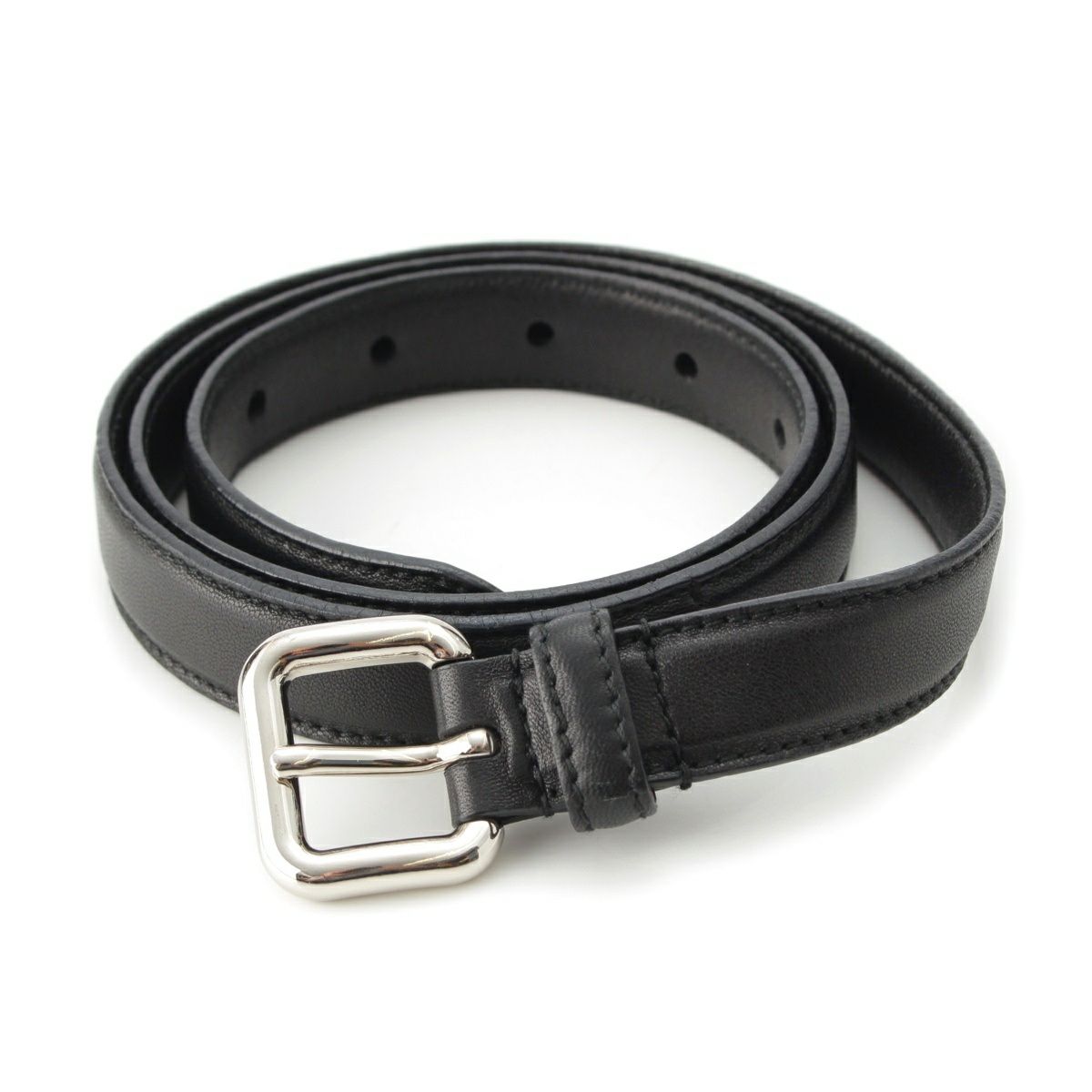 ミュウミュウ レザー ベルト ブラック シルバー金具 32/80 | 中古通販  