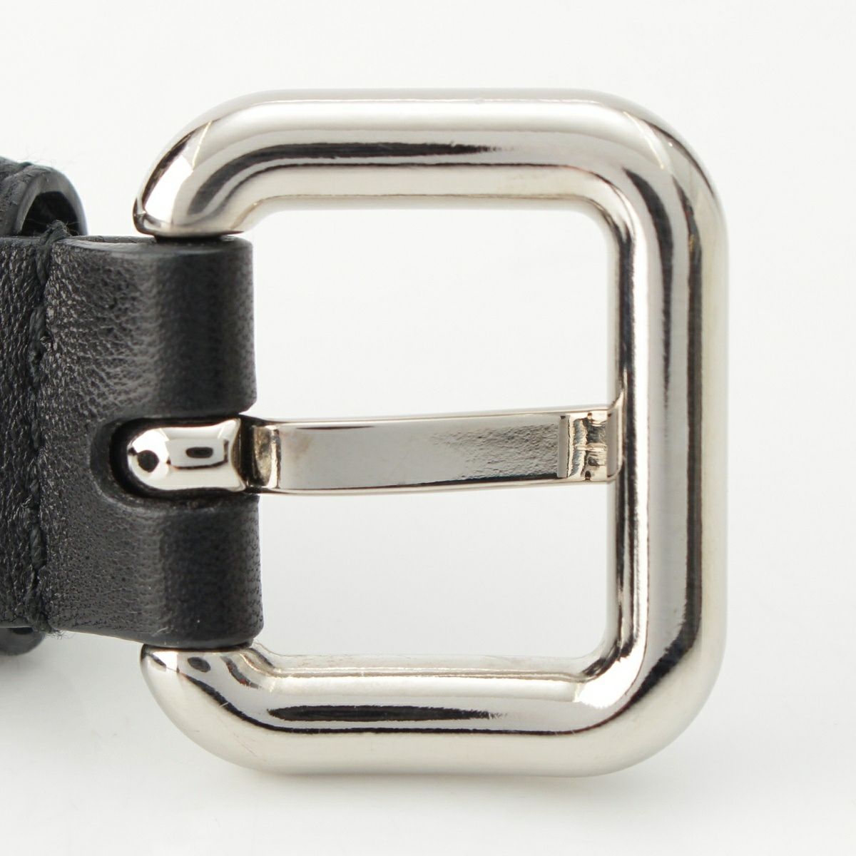 ミュウミュウ レザー ベルト ブラック シルバー金具 32/80 | 中古通販  