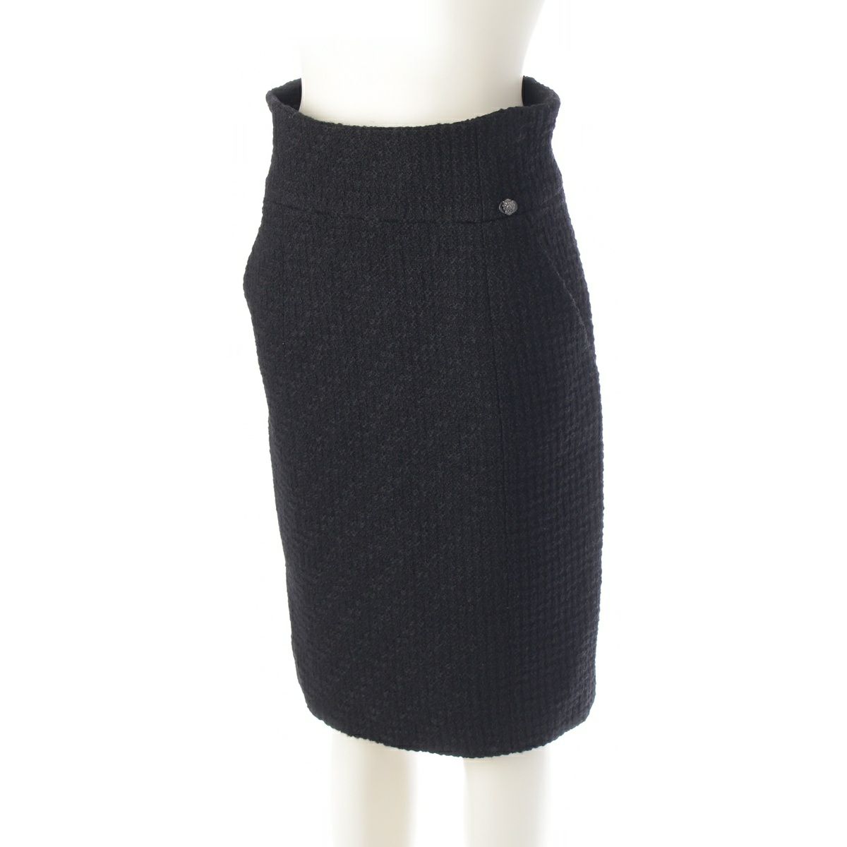 シャネル ウール シルク ココマーク ノーカラー スカートセットアップ  