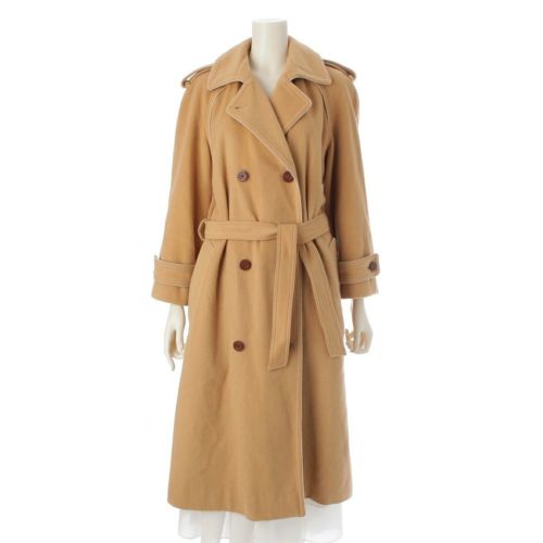 セリーヌ カシミヤ混 ウール ベルト ロング コート アウター ベージュ