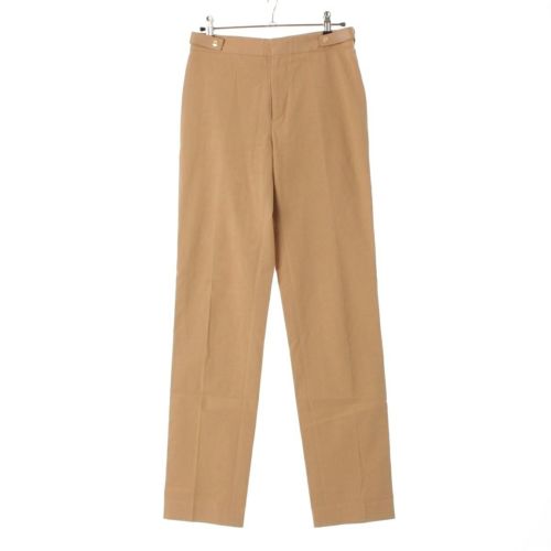 グッチ 2000年 コットン トムフォード期 レザーベルトデザイン スラックス パンツ ボトムス ベージュ ブラウン 40