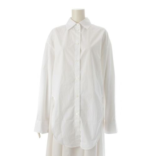 ロエベ 25SS コットン アナグラム カーブカット 長袖シャツ ワンピース S359Y05XCV ホワイト 36