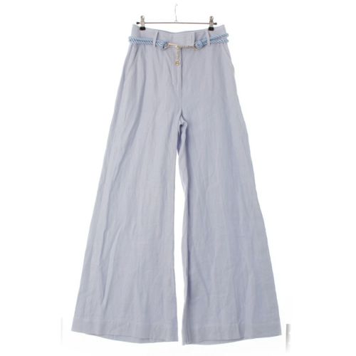 ZIMMERMANN ジマーマン リネン ベルト付き ワイドレッグ パンツ ボトムス ブルー 1