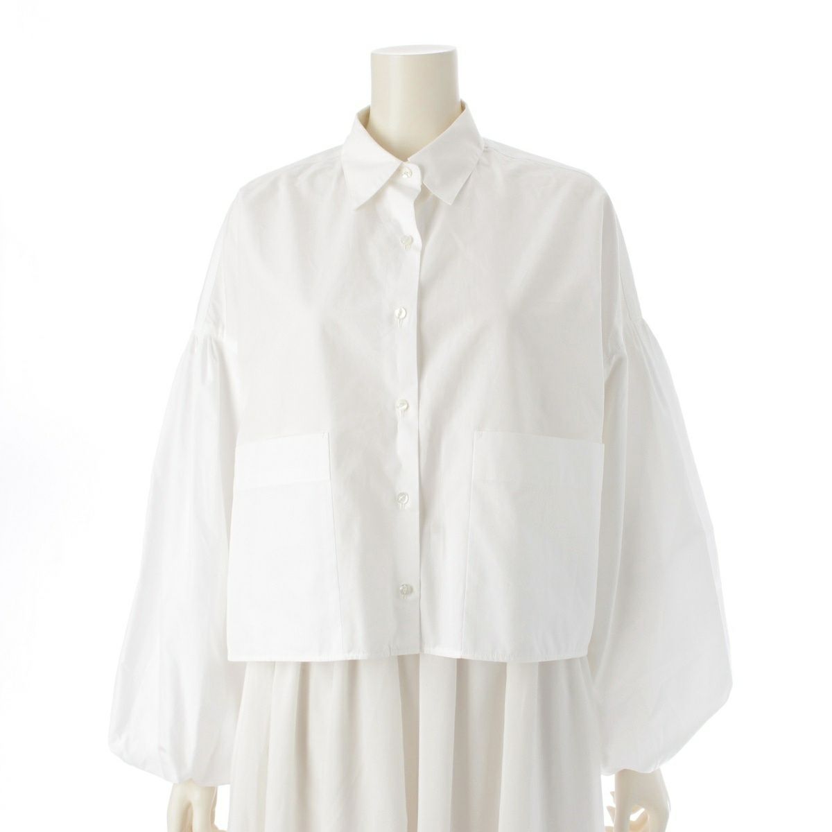 ドゥロワー 24SS コットン バルーンスリーブ クロップド ブラウス  