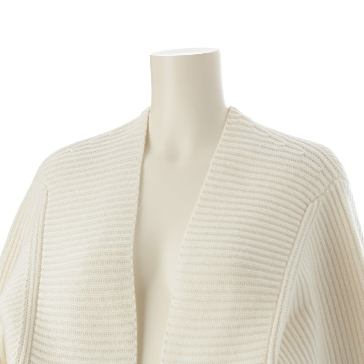 ドゥロワー フォックスファー ウール カシミヤ 7G畔編み カーディガン  