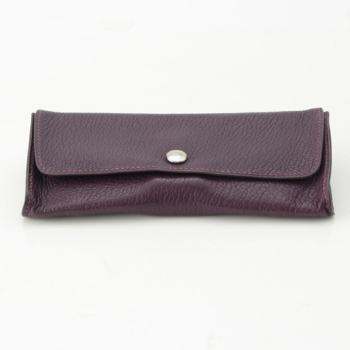エルメス シェーブル セリエボタン メガネケース □E刻印 パープル  