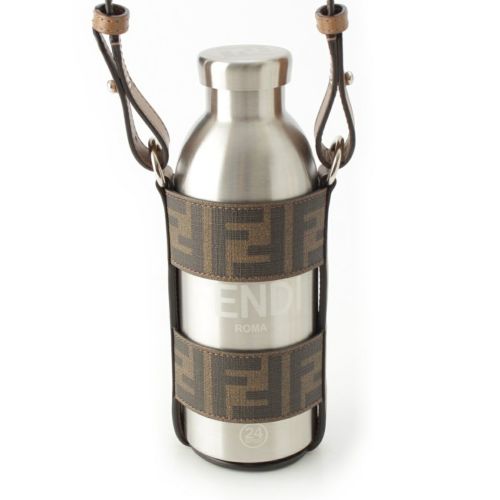 フェンディ 24Bottls レザー ステンレス ボトルホルダー タンブラー セット 雑貨 保温 保冷 水筒 シルバー ブラウン