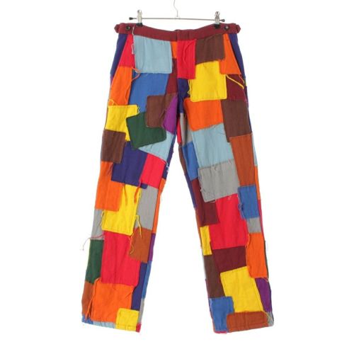 コムデギャルソン AD2003 03AW ウール コットン カーブ期 ヒップバング パッチワーク スラックス パンツ ボトムス PK-P038 マルチカラー S