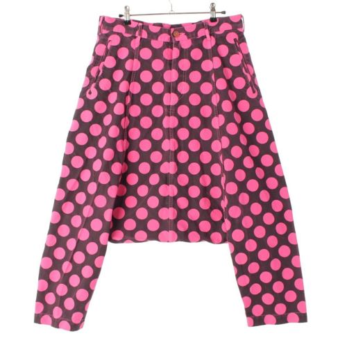 コムデギャルソンオムプリュスエバーグリーン AD2009 09AW ポリエステル縮絨 後染め 製品染め 水玉 ドット サルエル パンツ ボトムス PD-P211 ピンク ブラック XS