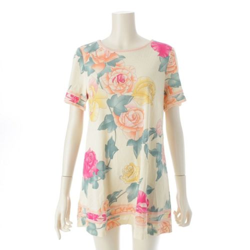 レオナール コットン フラワー 花柄 総柄 ワンピース ドレス チュニック 0349803 ベージュ 40