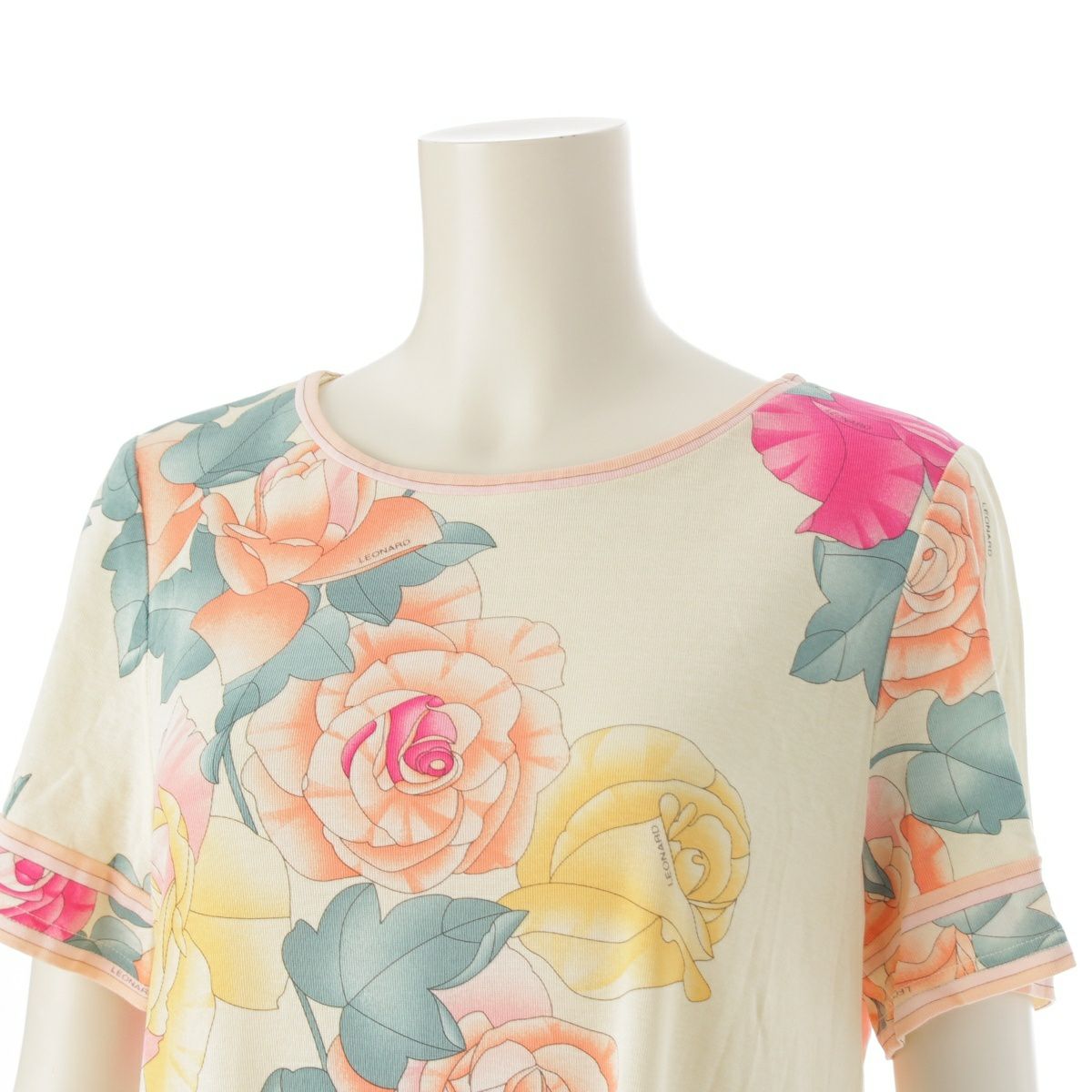 レオナール コットン フラワー 花柄 総柄 ワンピース ドレス  