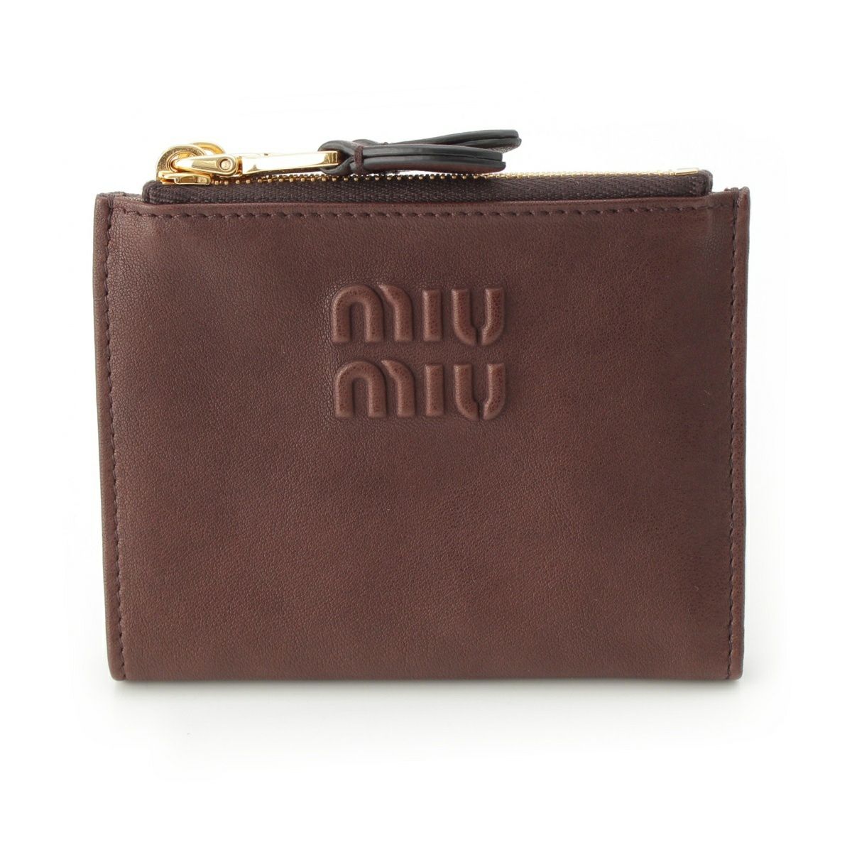 ミュウミュウ ラムレザー ロゴ ウォレット 二つ折り財布 5ML024  