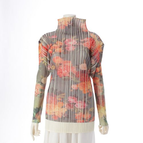 プリーツプリーズ イッセイミヤケ 94年 90s ポリエステル 長袖 転写プリント 花柄 タートルネック カットソー トップス PP44-JK604 マルチカラー 4