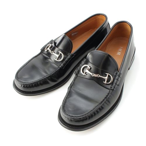 ディオール レザー CD ロゴ金具 ビット ローファー シューズ ブラック 43