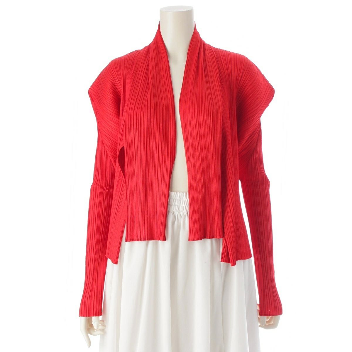 プリーツプリーズ イッセイミヤケ ストール付 ノーカラー カーディガン  