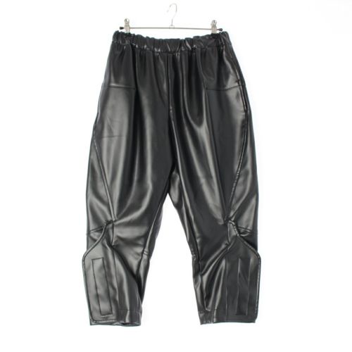 コムデギャルソン AD2024 24AW フェイクレザー 裾マジックテープ 切替 バルーン テーパード パンツ ボトムス GN-P007 ブラック XS