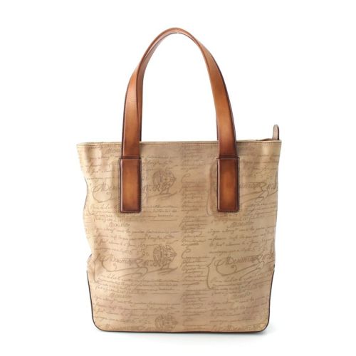 ベルルッティ MODELISTE VERTICAL レザー カリグラフィ トートバッグ ベージュ