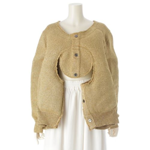 コムデギャルソン AD2018 ナイロン混 変形 ニット セーター トップス GB-N014 ゴールド XS