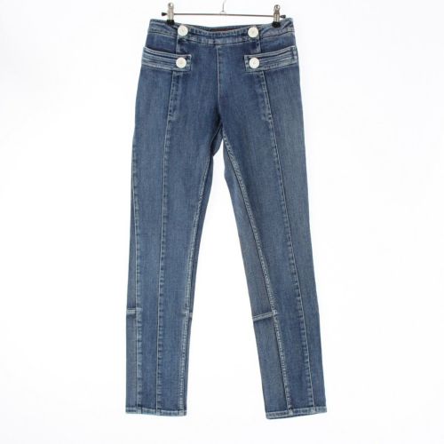 ルイヴィトン サイドジップ デザイン ストレッチ デニム パンツ ボトムス ブルー 38