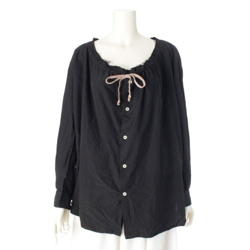 コムデギャルソン AD2022 ドローストリング ギャザーシャツ 長袖シャツ RK-B021 ブラック S