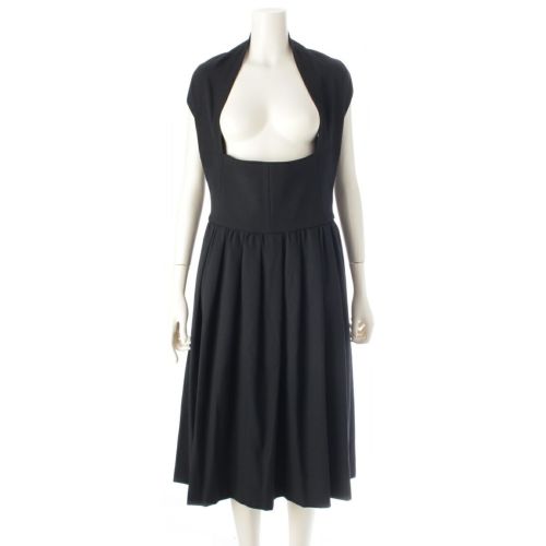 コムデギャルソン コムデギャルソン AD2024 コムコム ウール ノースリーブ フレア ワンピース RN-A02 ブラック XS