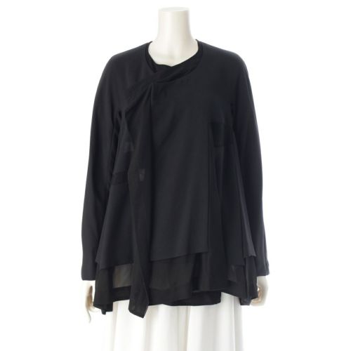 コムデギャルソン AD2020 レイヤード ノーカラージャケット GG-J005 ブラック XS