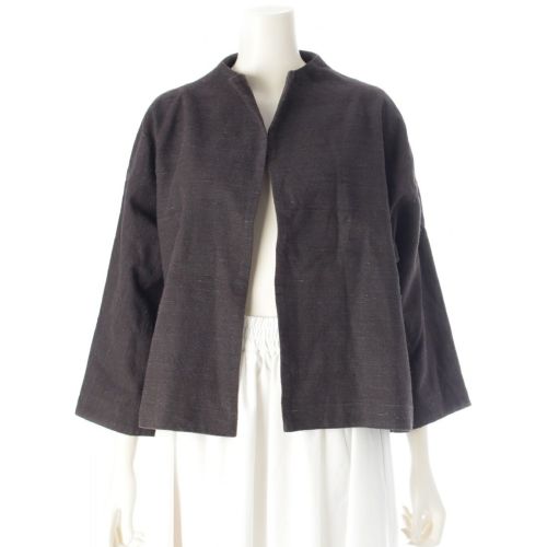 アーツアンドサイエンス コットン シルク ノーカラージャケット ブラウン 1