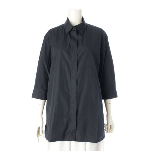 ザロウ ELDA エラダ コットン 七分袖 比翼 シャツ トップス ブラック S