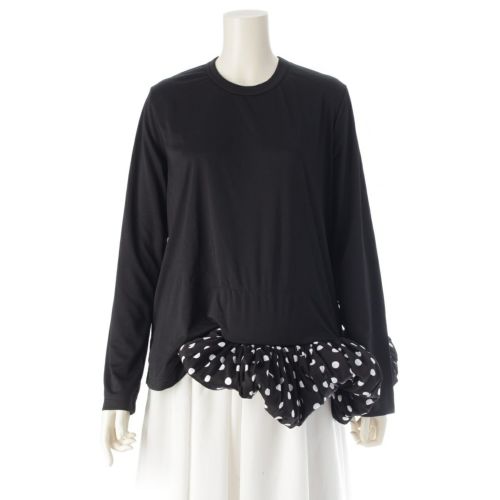 コムデギャルソン AD2021 ドット柄 裾 ドッキング デザイン カットソー トップス GH-T017 ブラック L