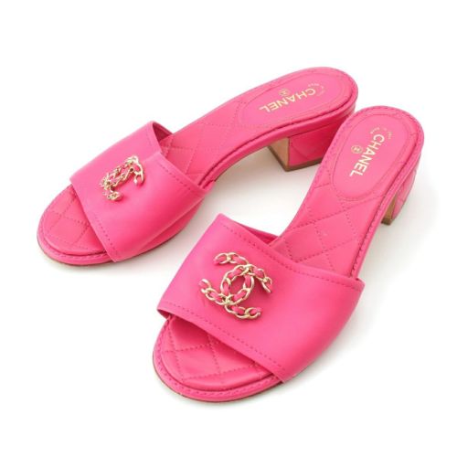 シャネル 16C レザー 19 マトラッセ ココマーク サンダル シューズ G31461 ピンク 36C