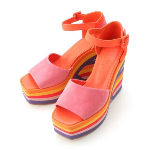 エルメス スウェード アーリー カラフル ウェッジソール サンダル マルチカラー 36 1/2