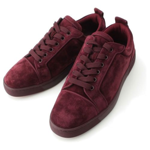 クリスチャンルブタン 25年 ベロア ルイスジュニア ベロア ローカット スニーカー シューズ 靴 3240426 ボルドー系 41 1/2
