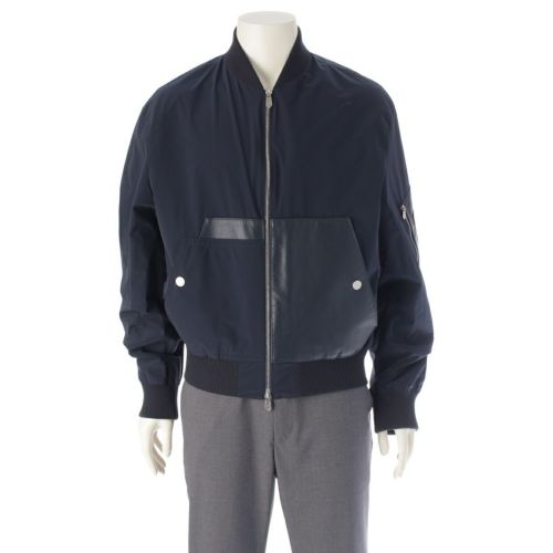 エルメス 24年 ナイロン ラムレザー ブルゾン ボンバージャケット アウター H452820HK0144 ネイビー 48