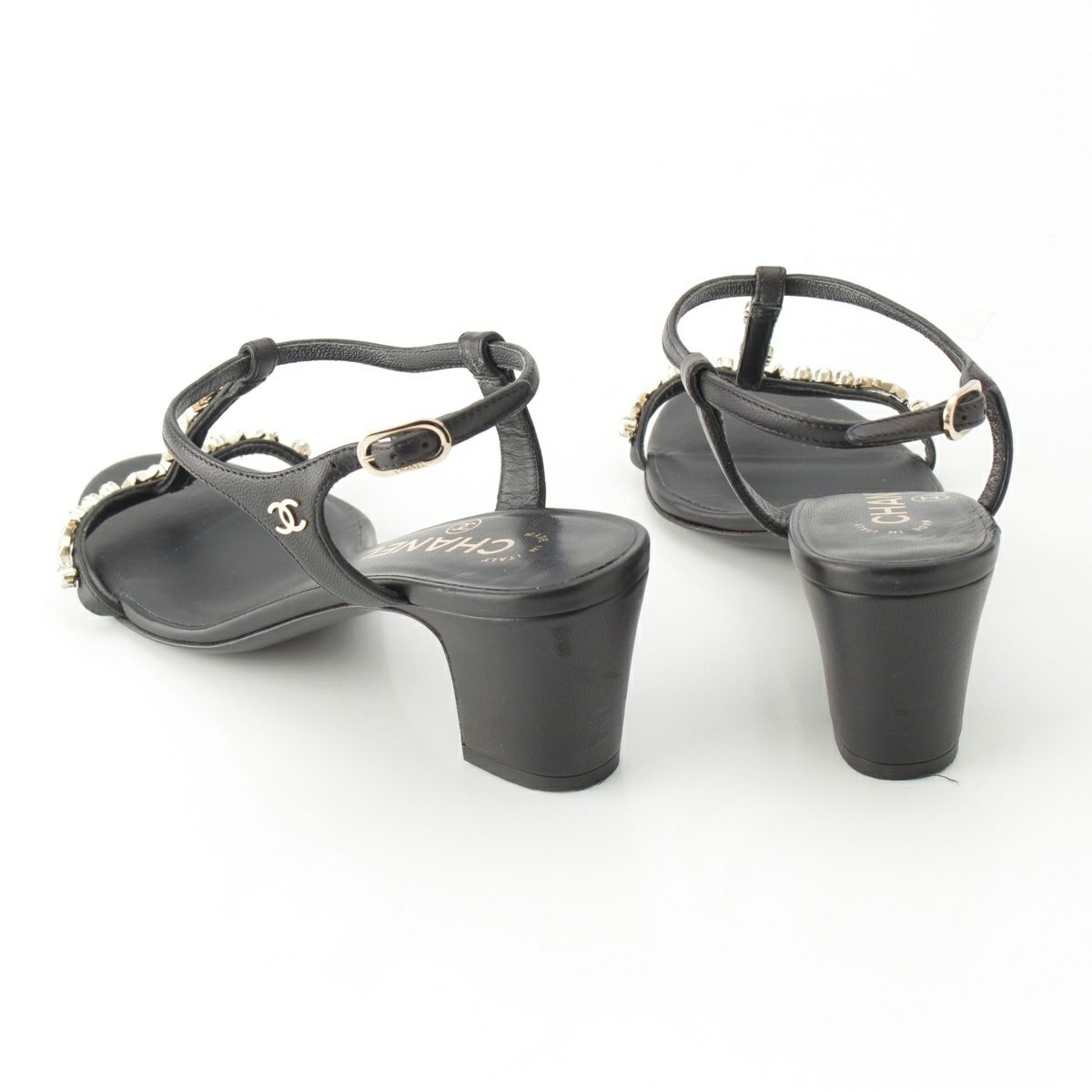 シャネル レザー ココマーク パール スター ストラップ サンダル