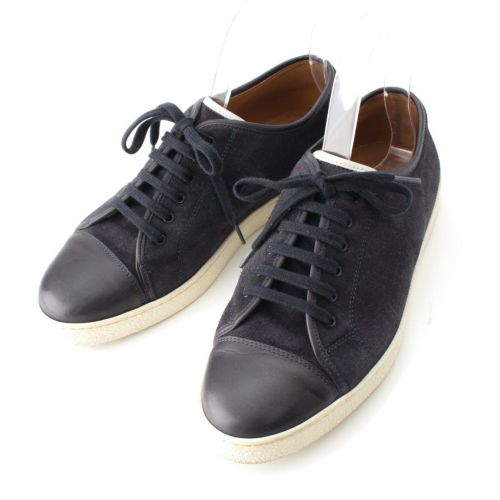 ジョンロブ LEVAH レヴァー レザー×スエード ローカット スニーカー シューズ ネイビー 6E