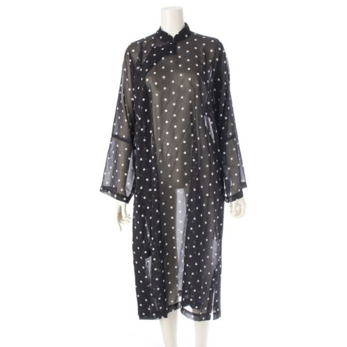 コムデギャルソン コムデギャルソン AD2019 20SS コムコム シースルー ドット ワンピース ドレス RE-O023 ブラック ホワイト S