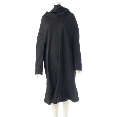 コムデギャルソン AD2022 ウール　キュプラ ハイネック デザイン 裾フリル ワンピース RK-O011 ブラック XS