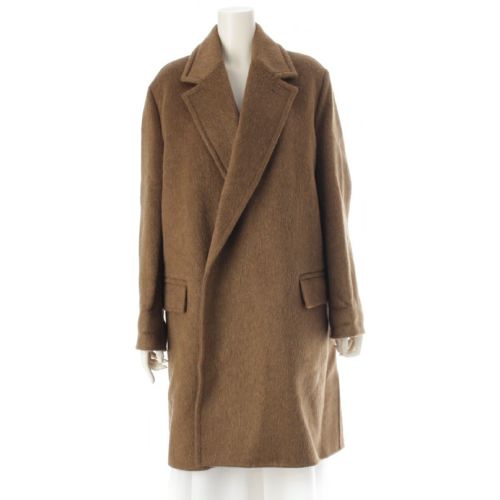 ボッテガヴェネタ ウール モヘア チェスター ロング コート アウター 663384 ブラウン 34