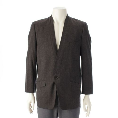 イッセイミヤケ メン 80s ウール ヴィンテージ 筆タグ シングル テーラードジャケット LG34057 グレー M